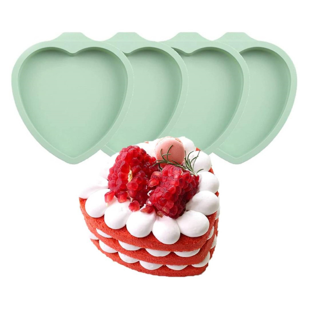 Molde silicona torta corazon capas x4
