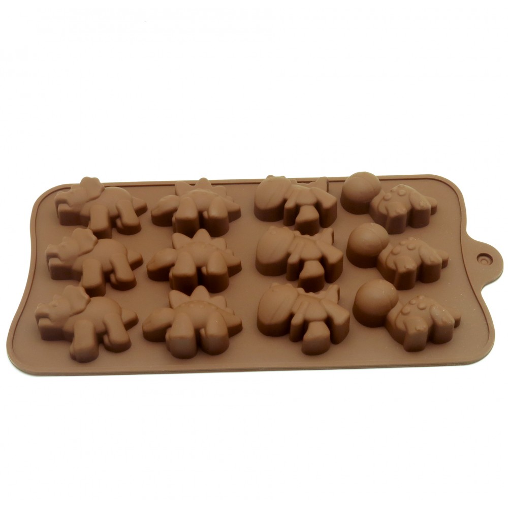 Molde silicona dinosarios x12 cav