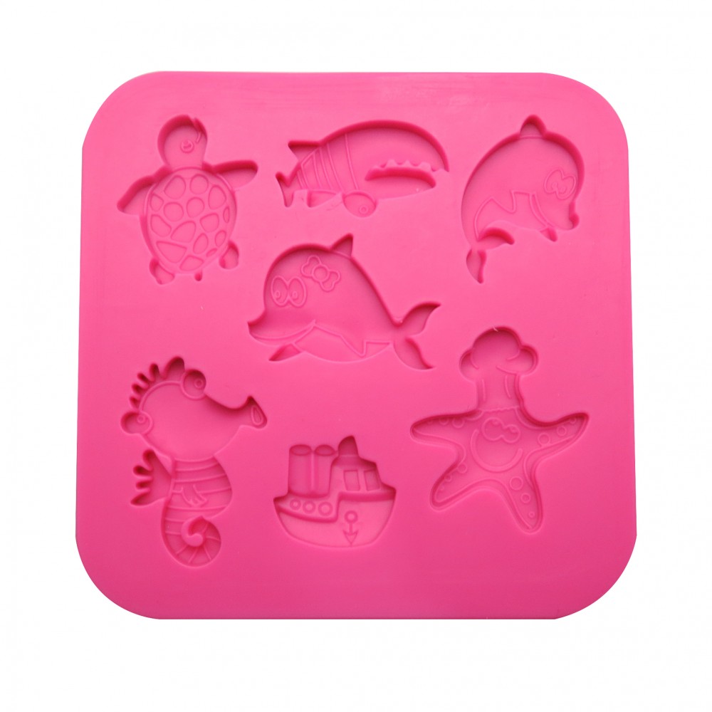 Molde silicona animalitos de mar x 7 cav