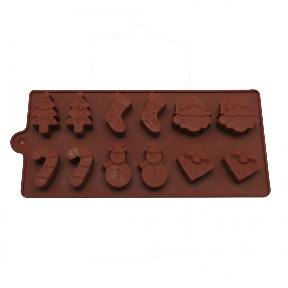 Molde silicona choco navidad x12