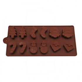 Molde silicona choco navidad x12