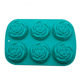 Molde silicona rosas aqua  x6
