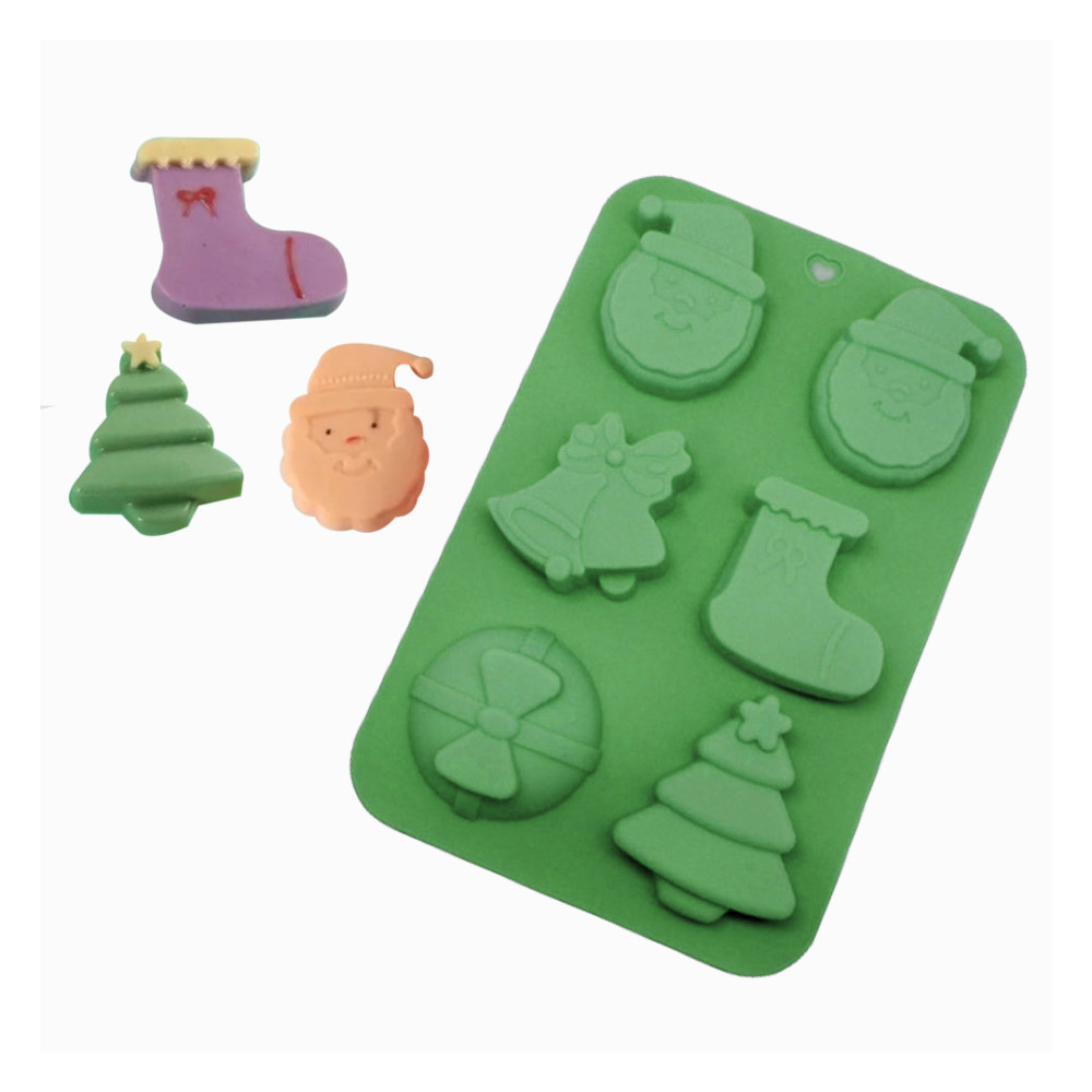 Molde silicona navidad variado x 6