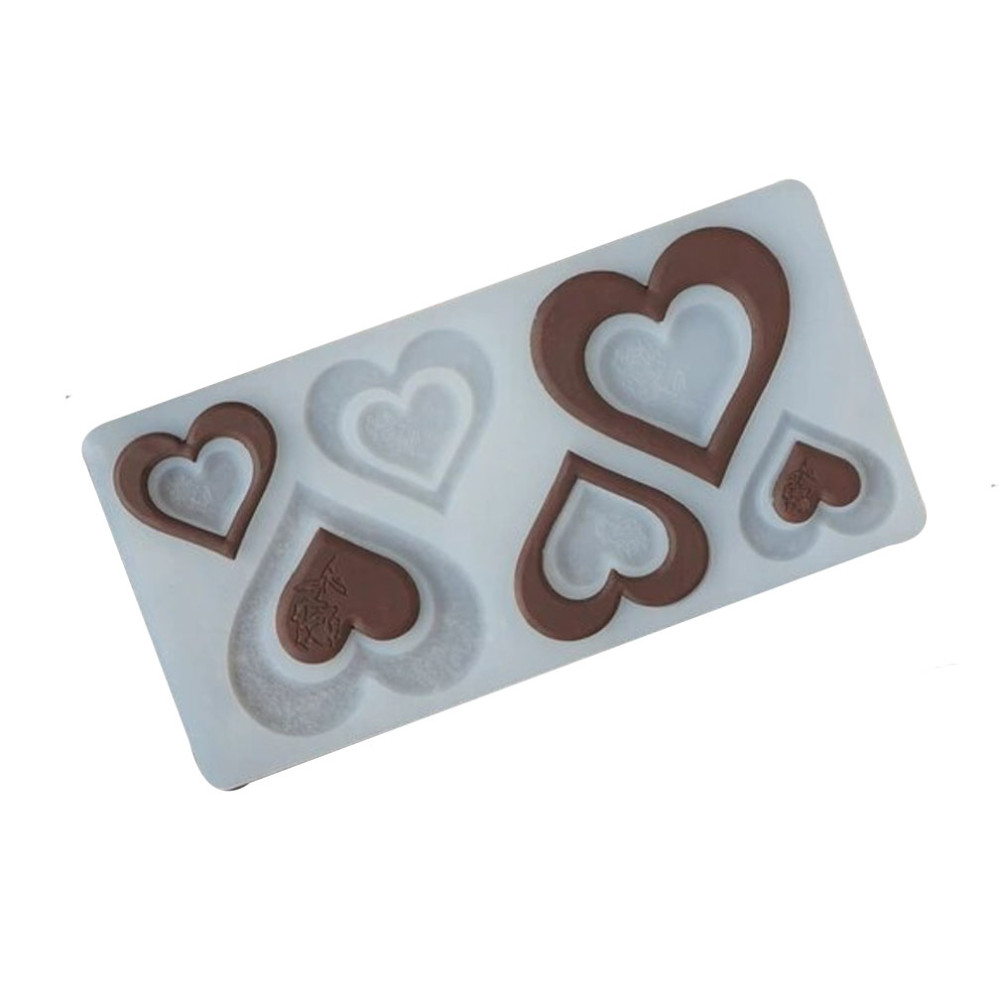 Molde sil decoración corazones x6