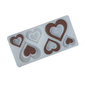 Molde sil decoración corazones x6