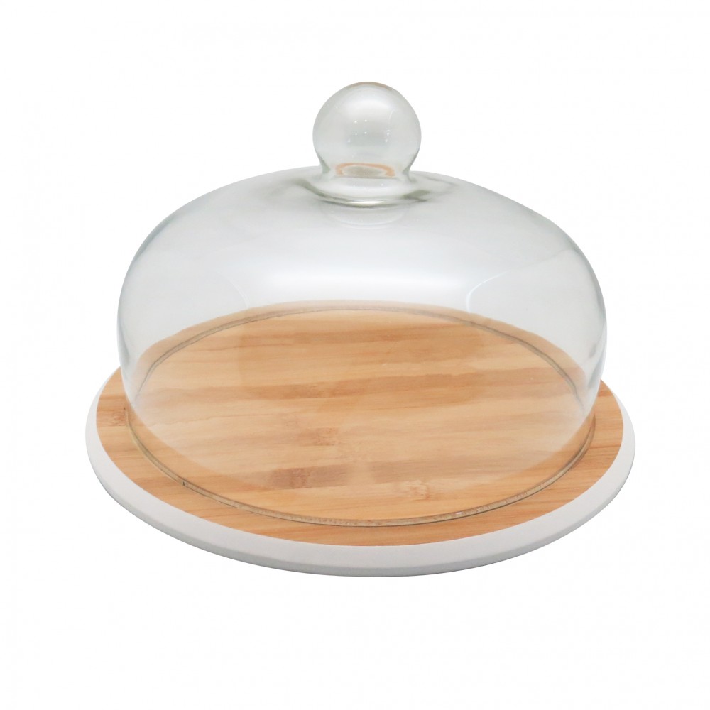 Mesa bamboo con tapa de vidrio