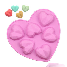 Molde silicona corazon geometrico x 6 cav