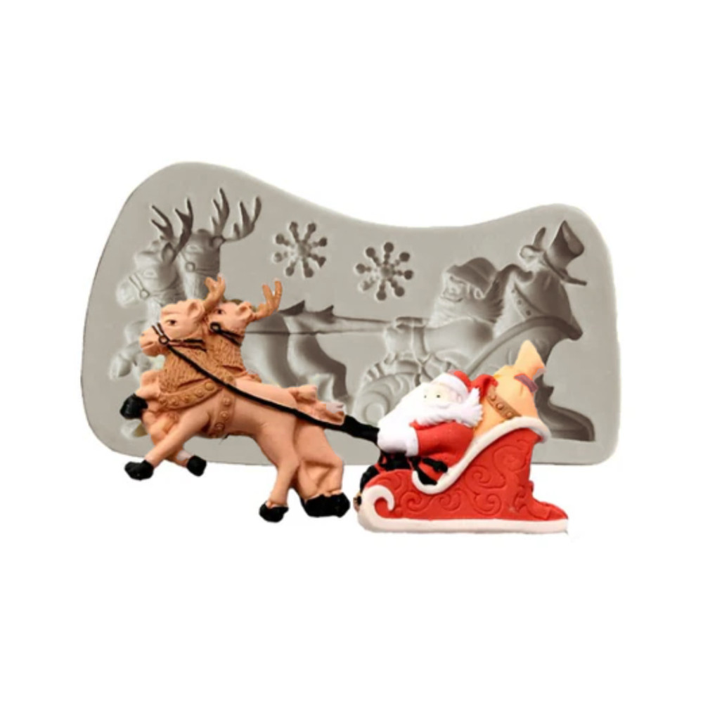 Molde silicona santa en trineo 