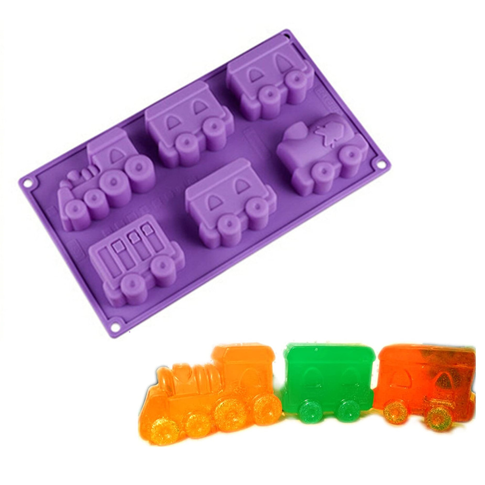 Molde silicona ponque en forma de tren x 6 cav