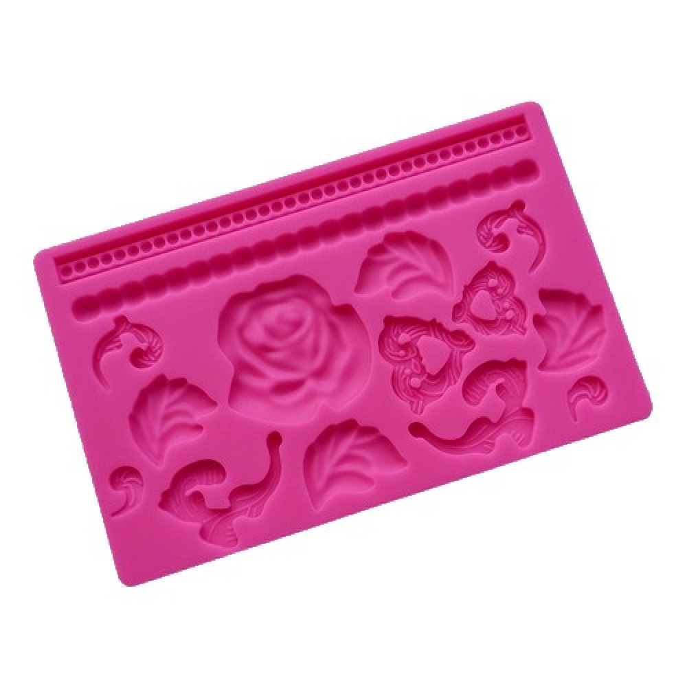 Molde fondant flores y perlas