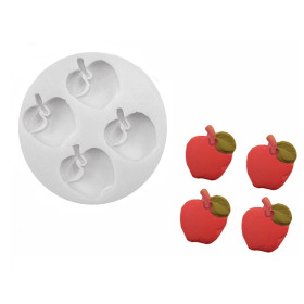 Molde silicona manzanas x4
