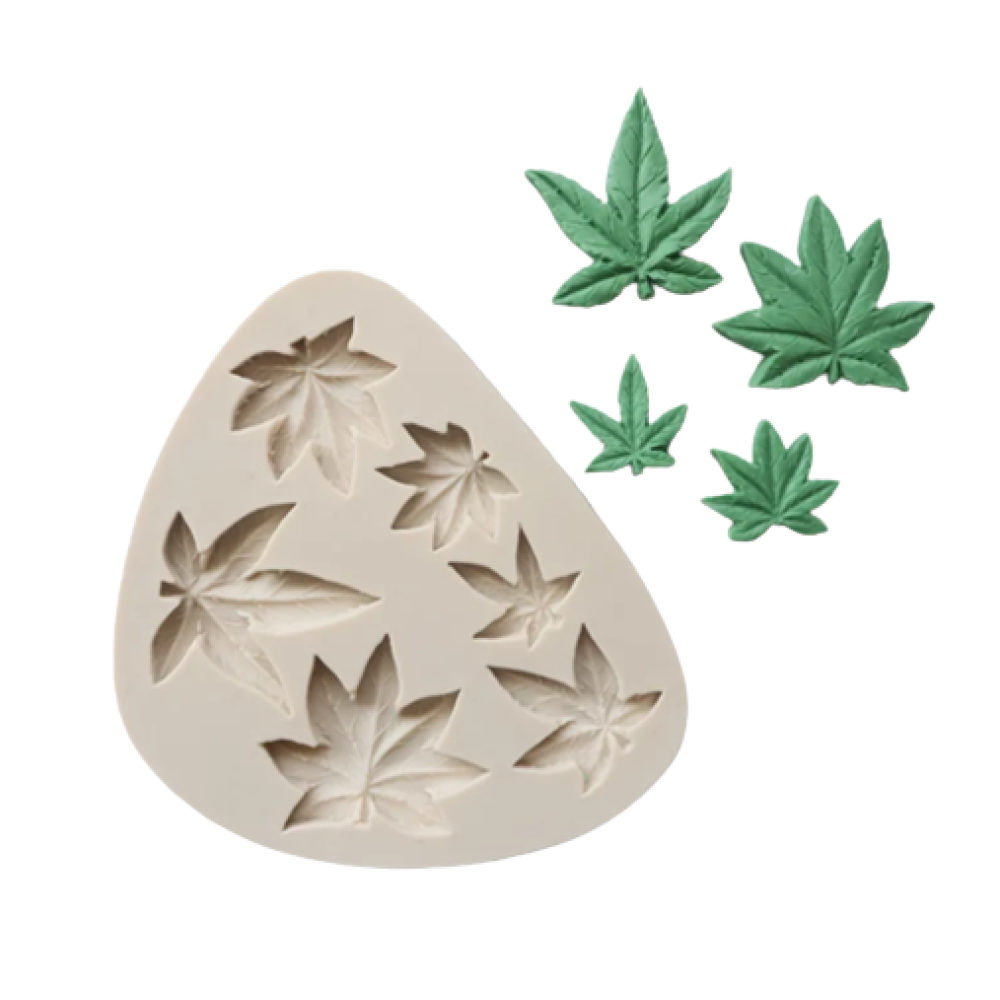 Molde silicona hojas de marihuana x 6 cav