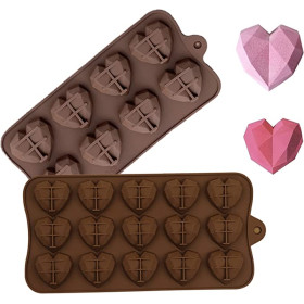 Moldes choco corazón geométrico x 2 pcs