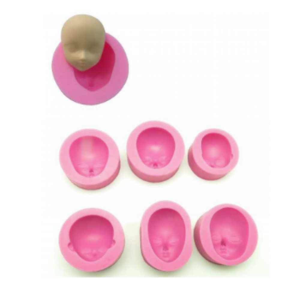 Molde silicona caras en 3D x 6 und