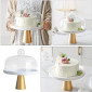 Soporte para torta dorado con tapa x 25 cm