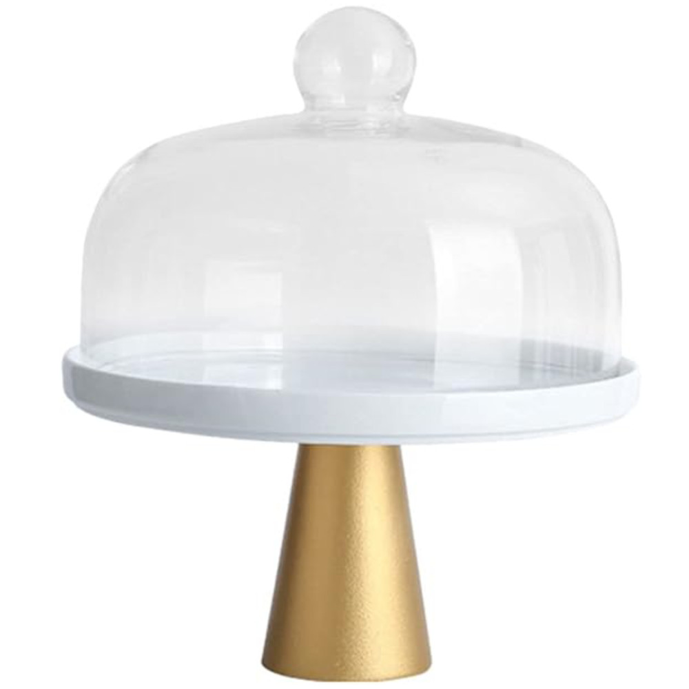 Soporte para torta dorado con tapa x 25 cm