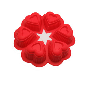 Molde mini tortas corazones x 6