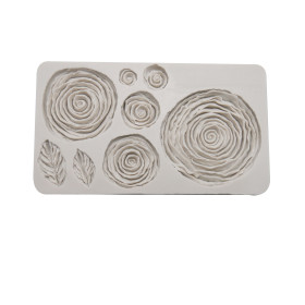 Molde silicona hojas y rosas 