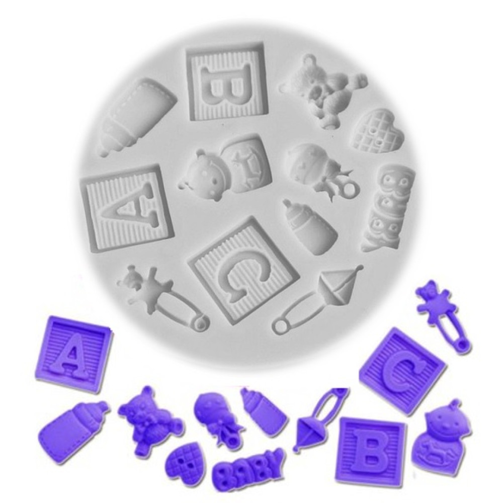 Molde silicona baby shower x 12 cav