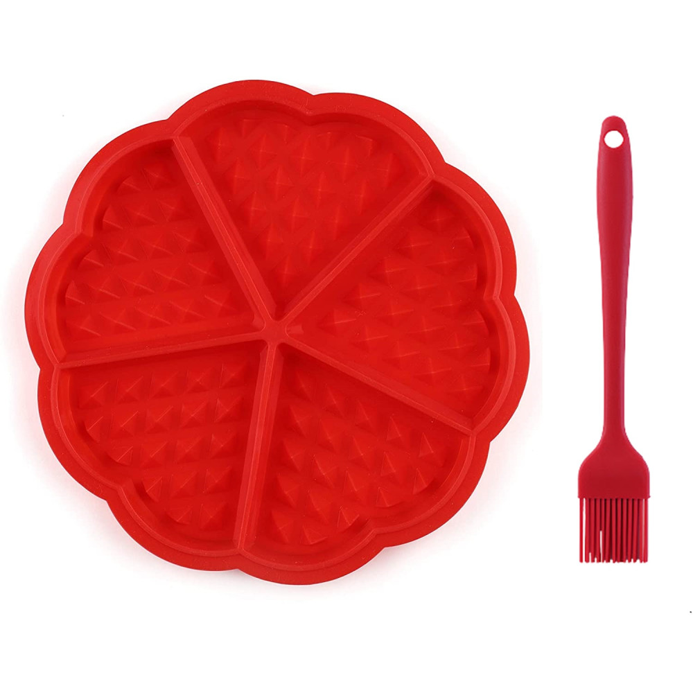 Molde waffles corazones x 5 cav + espatula