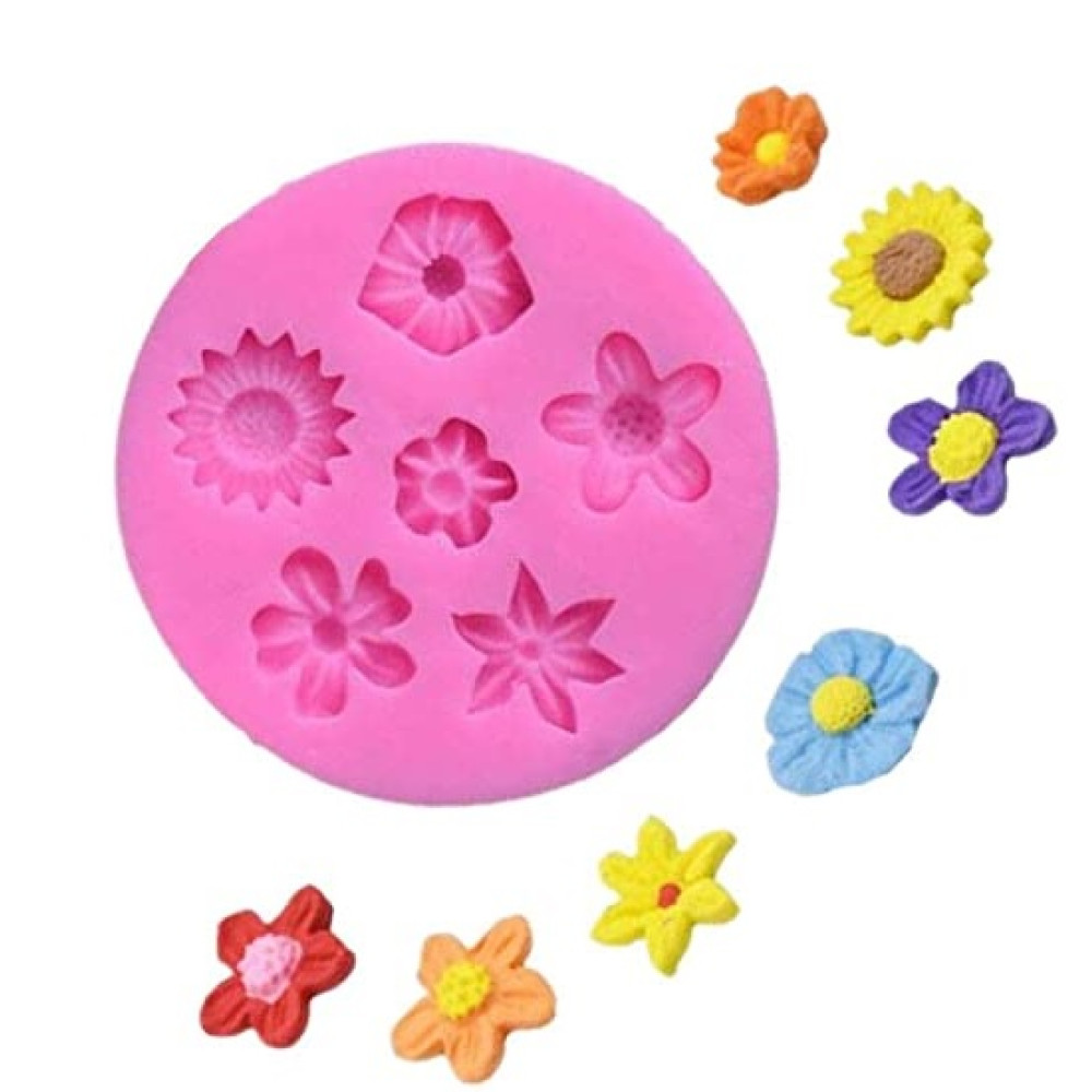 Molde silicona flores variadas x 6 cav