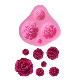 Molde silicona rosas x 4 cav