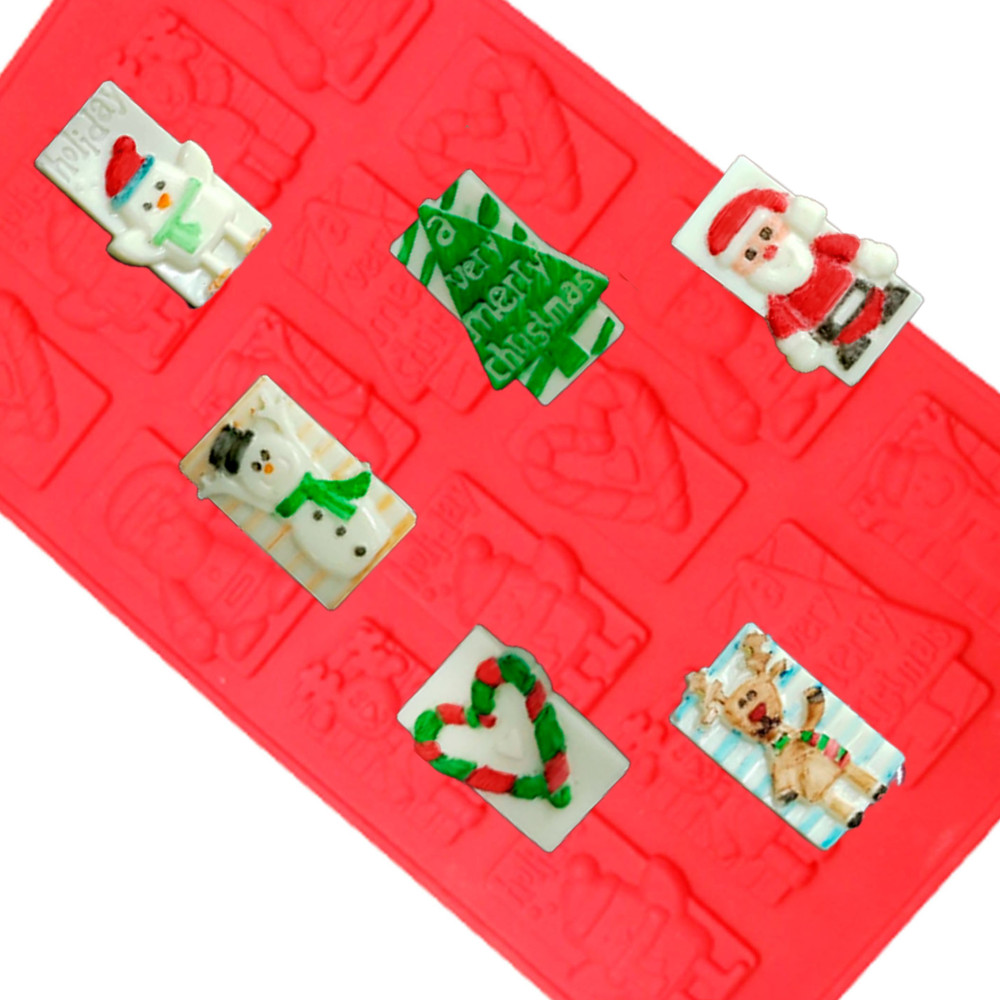 Molde silicona galleticas navideñas x 16