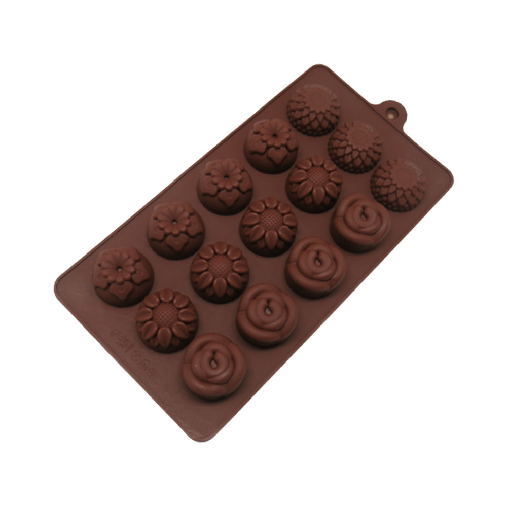 Molde silicona choco flores  varias x 15 cav