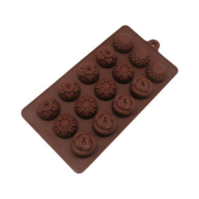 Molde silicona choco flores  varias x 15 cav