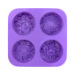 Molde jabon redondo flores x 4 Cav