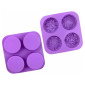 Molde jabon redondo flores x 4 Cav