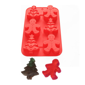 Molde silicona arbol-muñeco jengibre x 6