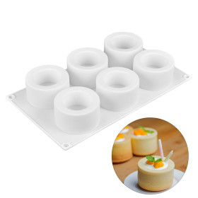 Molde en silicona cilindro hueco x 6 cav