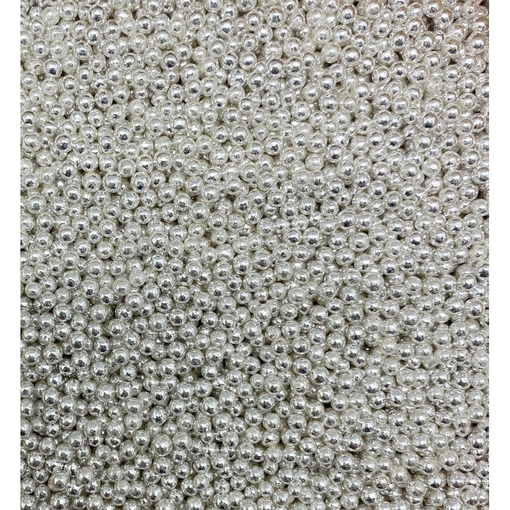 Gragea perla plateada brillante pequeña x 1 Kg
