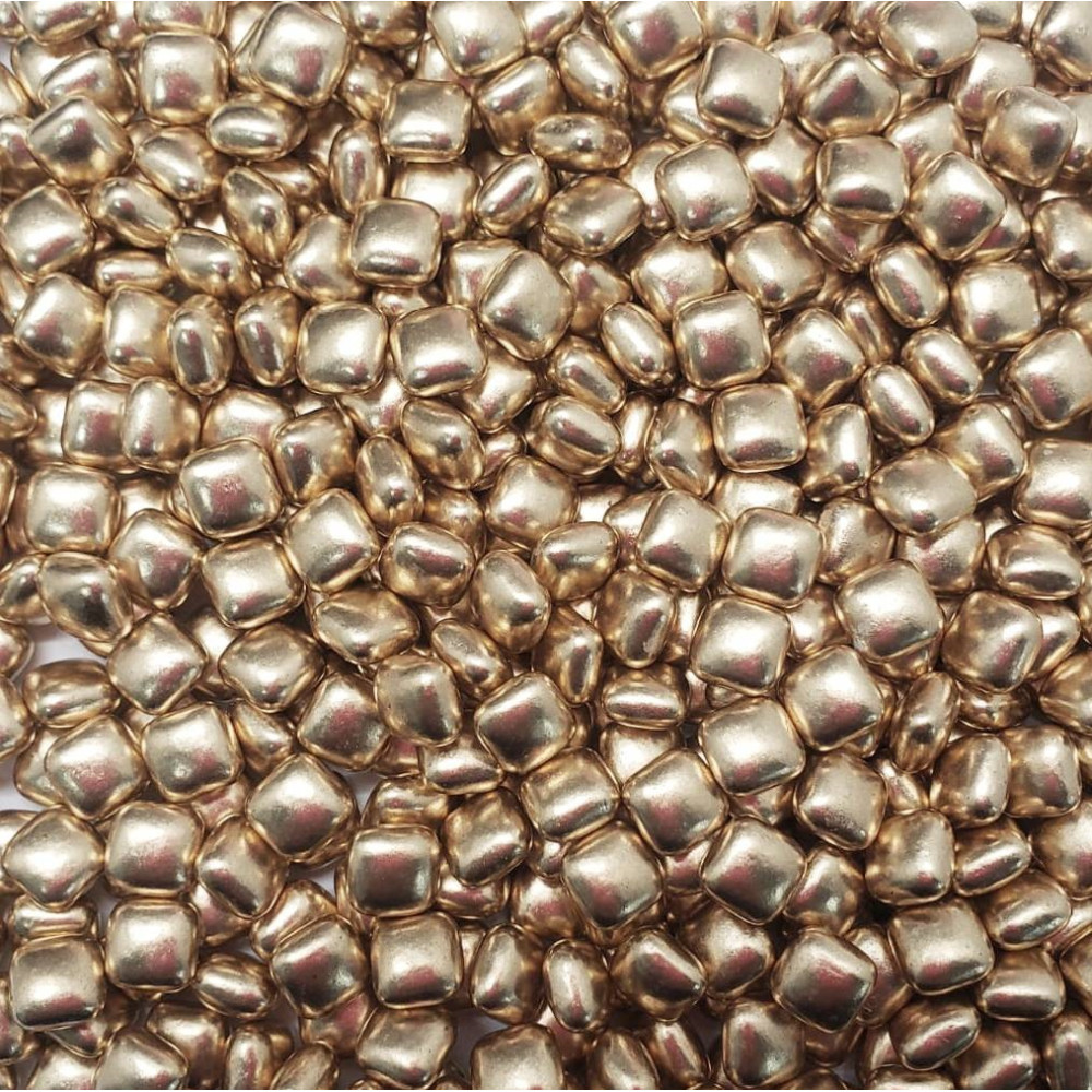 Gragea cuadrados dorada metalizado x1 Kg