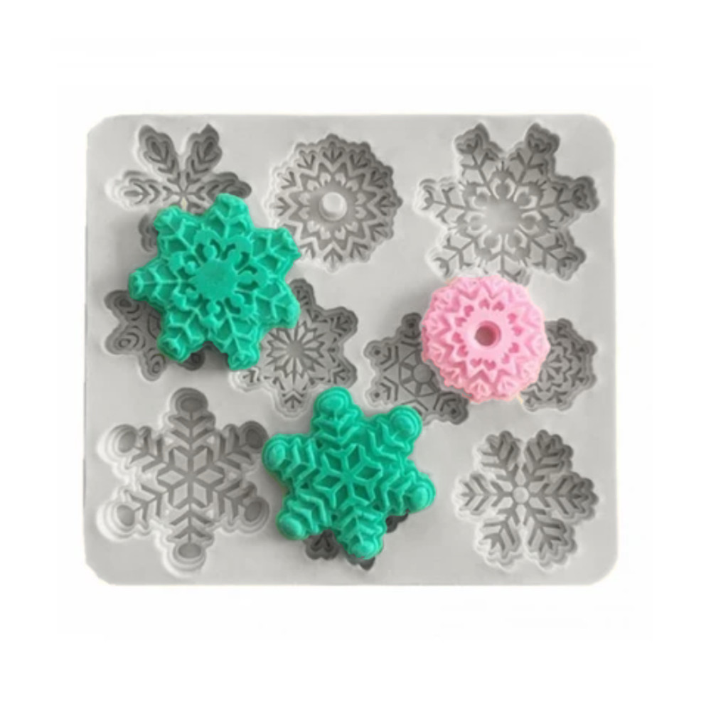 Molde silicona copo de nieve x 10