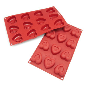 Molde silicona postre mini corazon relleno