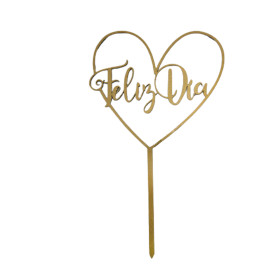 Topper feliz dia #3 Dorado
