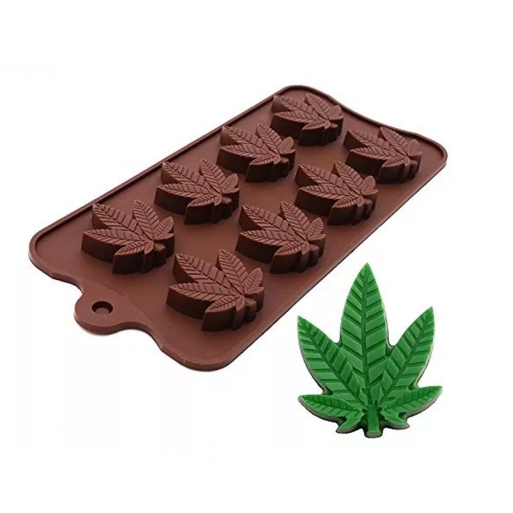 Molde silicona choco marihuana x 8 cav