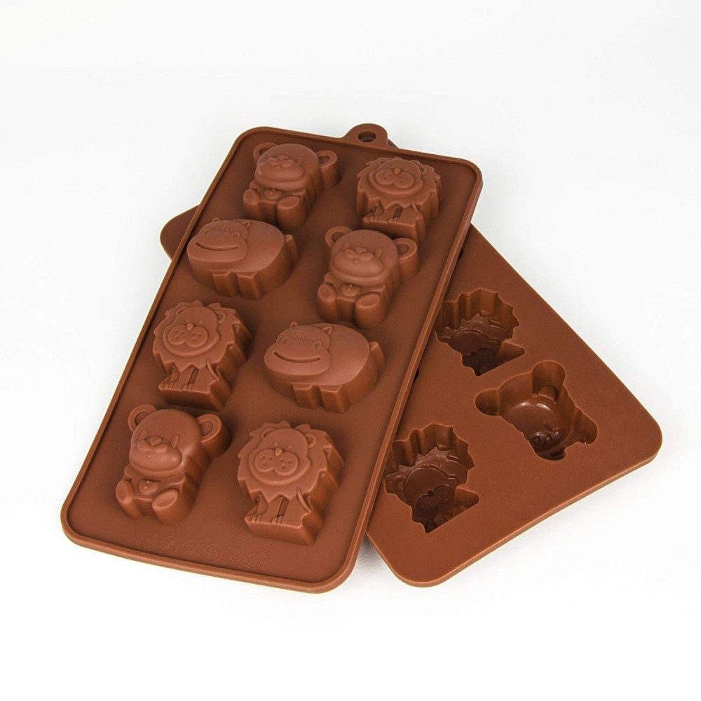 Molde silicona choco animales selva x 8