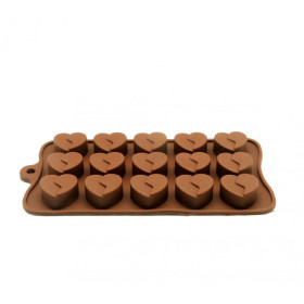 Molde silicona choco corazon partido x 15 cav 