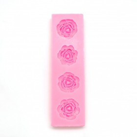 Molde silicona rosas x 4 cav