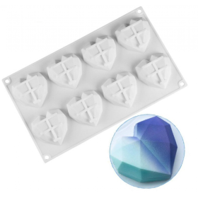 Molde silicona corazones geometricos x 8 cav