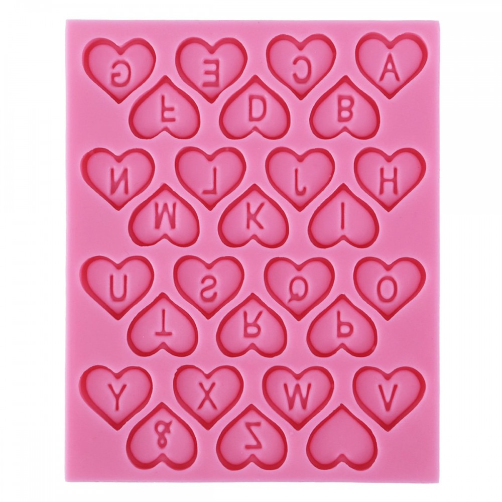 Molde silicona corazones con letras