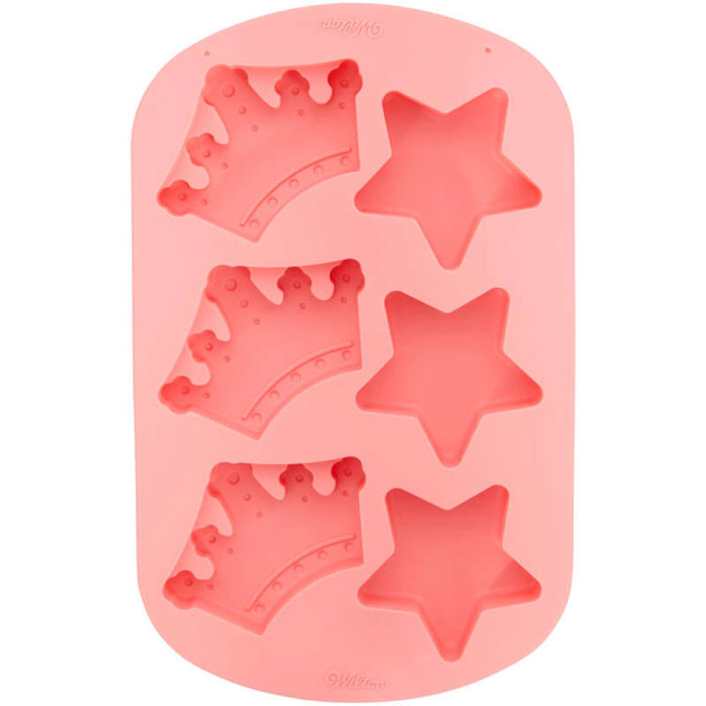 Molde silicona estrella y corona x 6 Cav