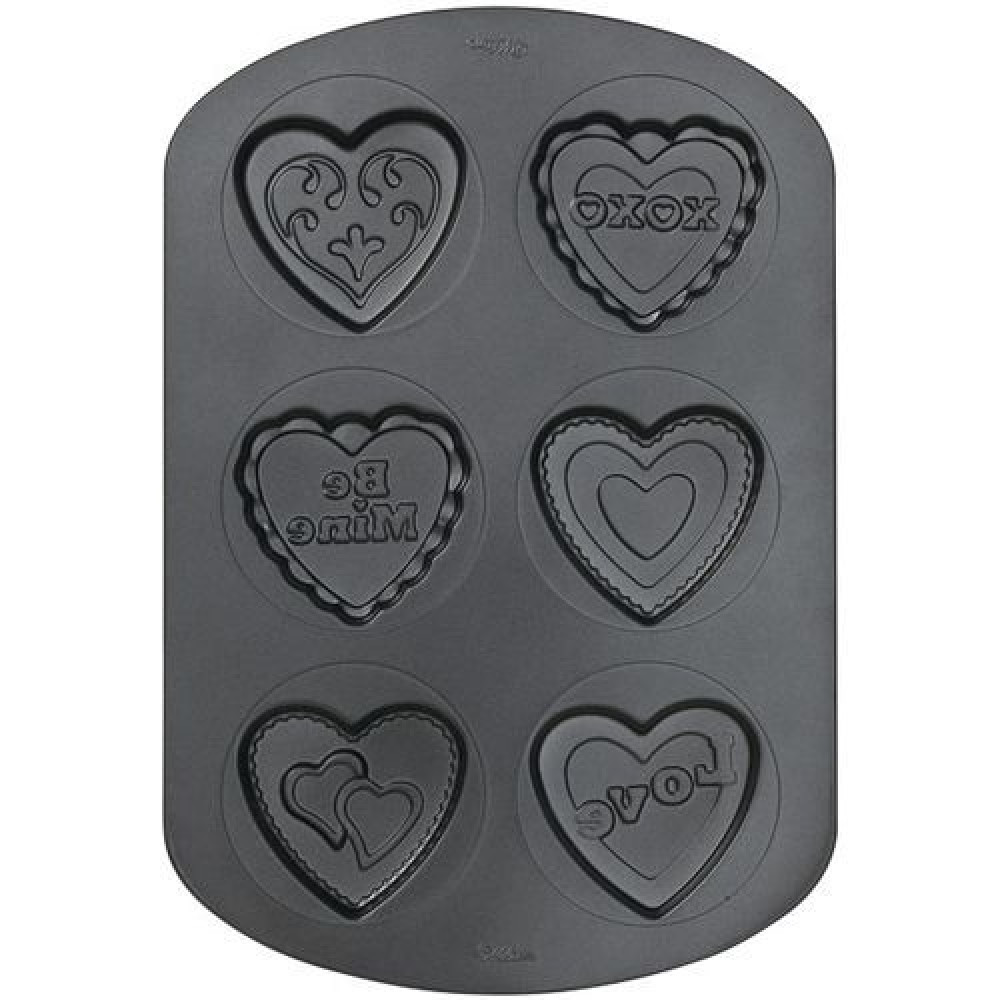 Molde corazones decorados x 6 cav 