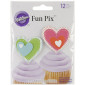 Picks cupcakes corazones x 12 unidades