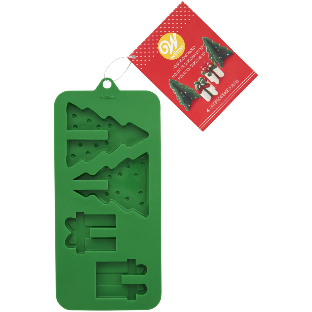 Molde silicona árbol/Regalo 3D x 4 cav Molde silicona árbol/Regalo 3D x 4 cav
