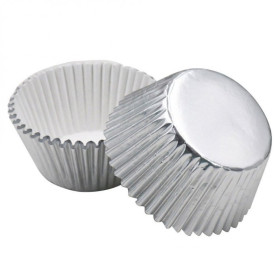 Capacillos para bombones plateado x 75 unidades