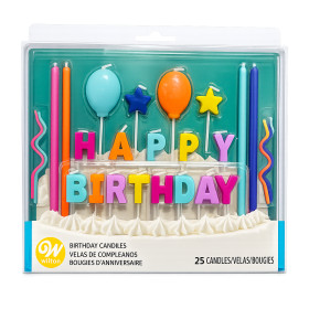 Juego velas happy birthday multicolor